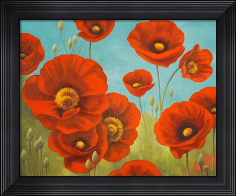 Framed Field of Poppies I Print