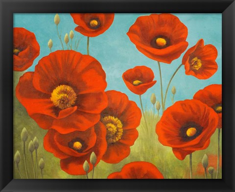 Framed Field of Poppies I Print