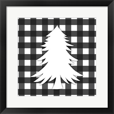 Framed Christmas Gingham I Print