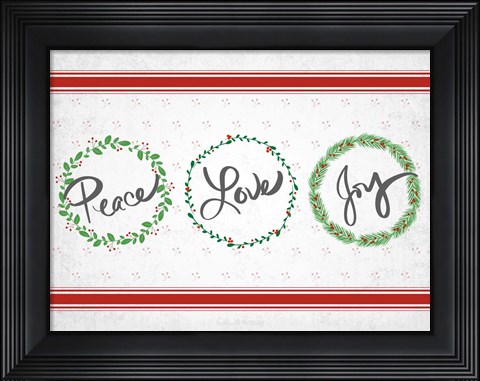 Framed Holly Wreath Trio Print