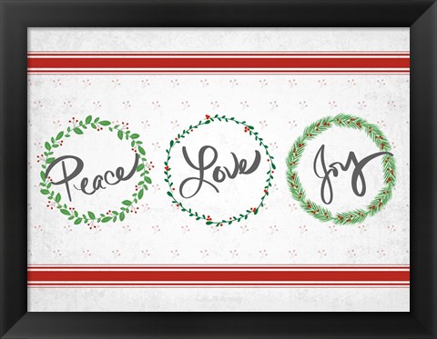 Framed Holly Wreath Trio Print