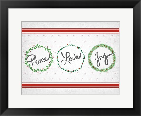 Framed Holly Wreath Trio Print