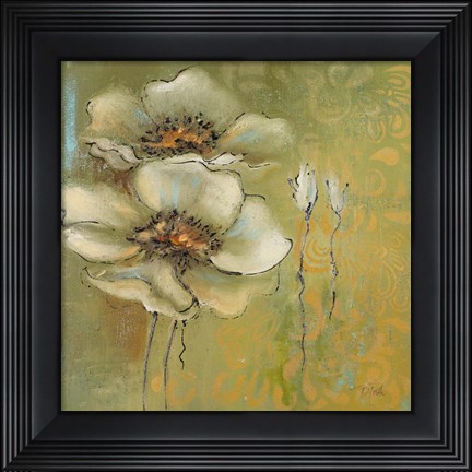 Framed Green Flowers I Print