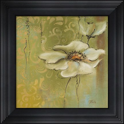Framed Green Flowers II Print