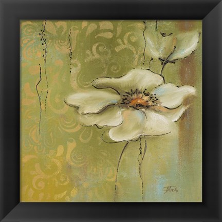 Framed Green Flowers II Print