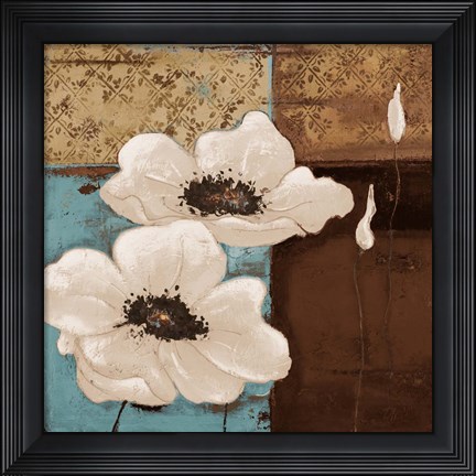 Framed White Poppies I Print