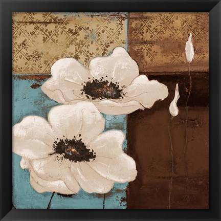 Framed White Poppies I Print