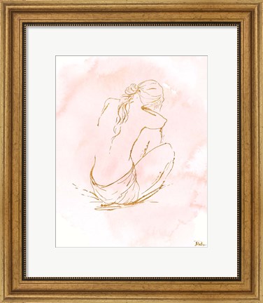 Framed Nude on Pink I Print