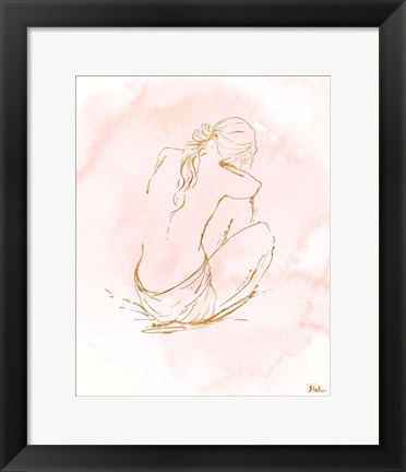 Framed Nude on Pink I Print