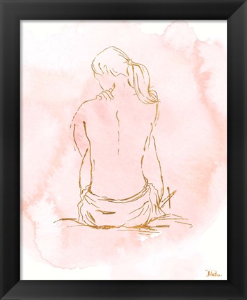 Framed Nude on Pink II Print