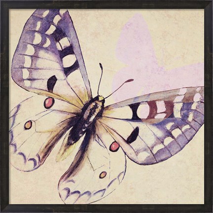 Framed Lavender Butterfly on Cream Print