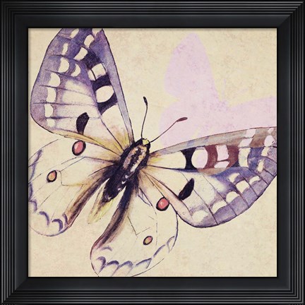 Framed Lavender Butterfly on Cream Print