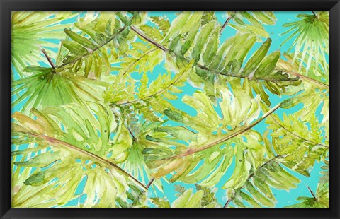 Framed New Greens on Blue Print