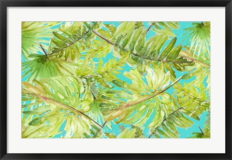 Framed New Greens on Blue Print