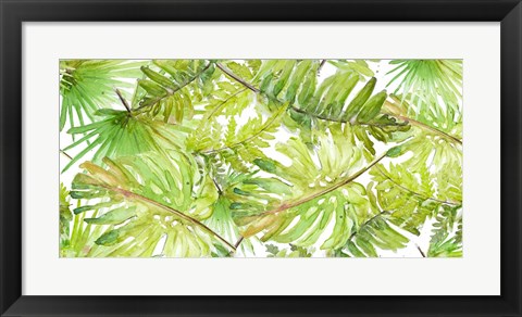 Framed New Green Scattered Palms Print