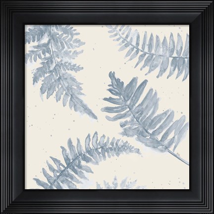 Framed Indigo Palms on Beige II Print