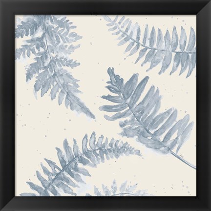 Framed Indigo Palms on Beige II Print