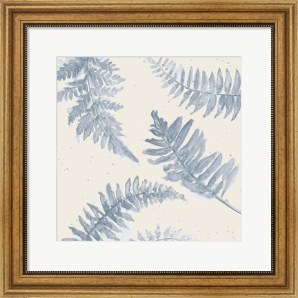 Framed Indigo Palms on Beige II Print