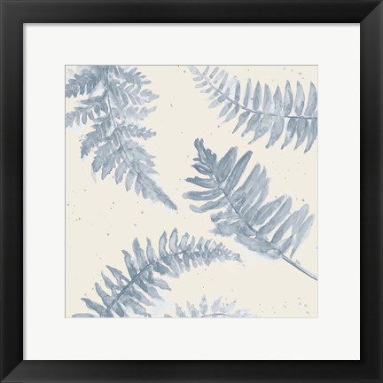 Framed Indigo Palms on Beige II Print