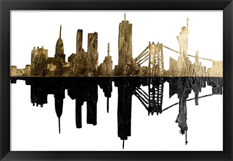 Framed Contemporary NY Gold Print