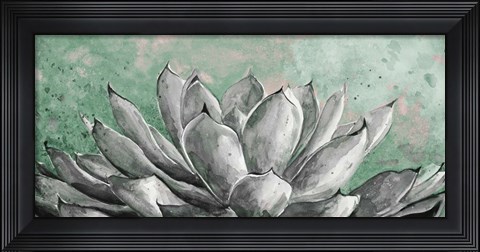 Framed Gray Agave on Green Print