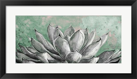 Framed Gray Agave on Green Print