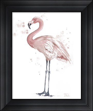 Framed Flamingo Stand I Print