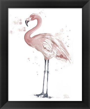 Framed Flamingo Stand I Print