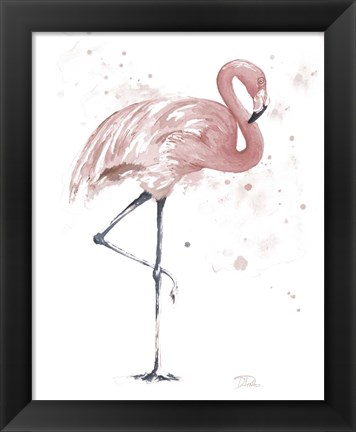Framed Flamingo Stand II Print