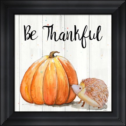 Framed Be Thankful Harvest Hedgehog I Print