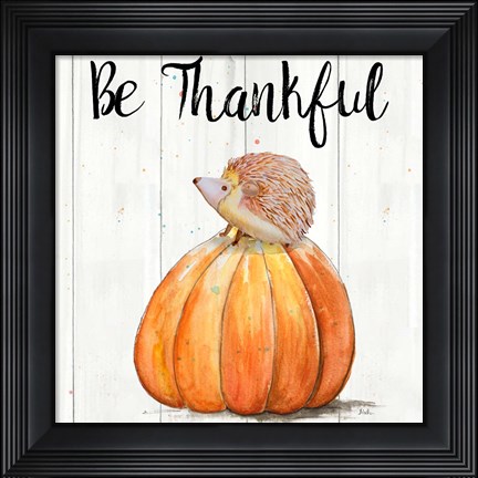 Framed Be Thankful Harvest Hedgehog II Print