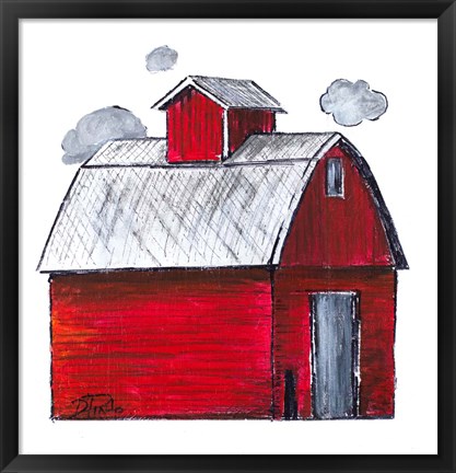 Framed Red Barn Print