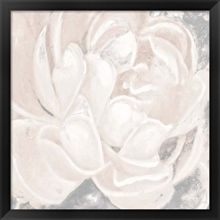 Framed White Grey Flower I Print