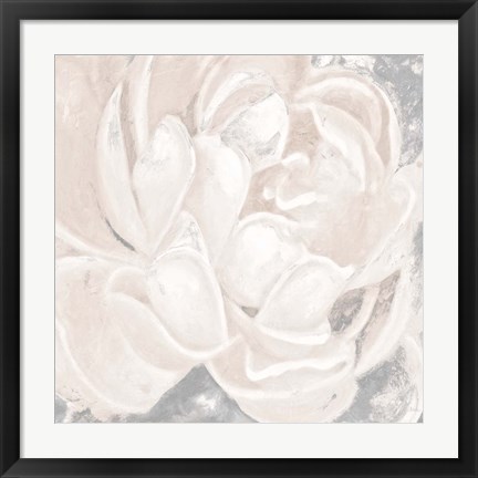 Framed White Grey Flower I Print