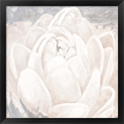 Framed White Grey Flower II Print