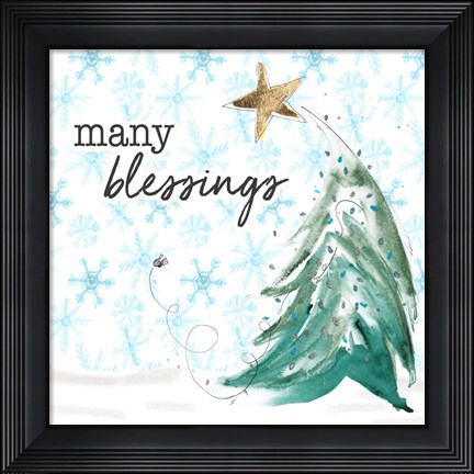 Framed Blue Whimsical Christmas III Print
