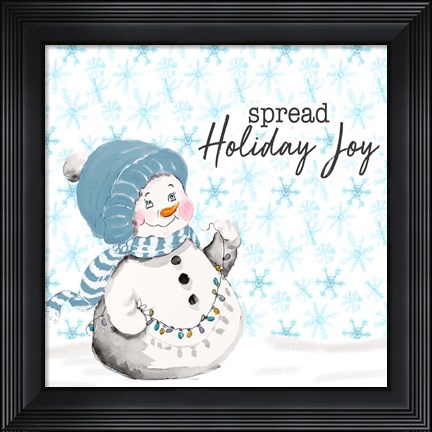 Framed Blue Whimsical Christmas IV Print