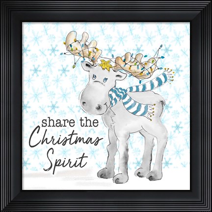 Framed Blue Whimsical Christmas II Print
