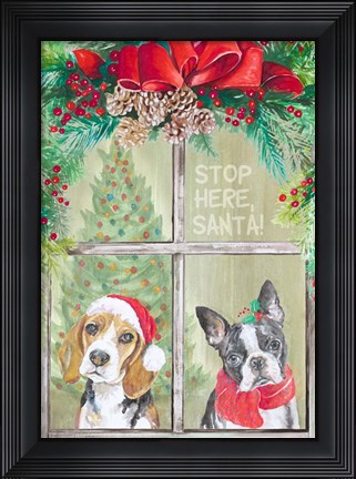 Framed Stop Here Santa Print