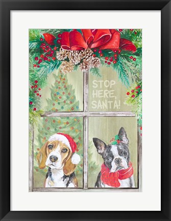 Framed Stop Here Santa Print