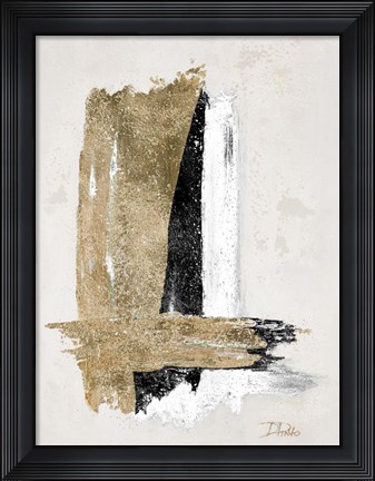 Framed Gold and Black on Beige Print