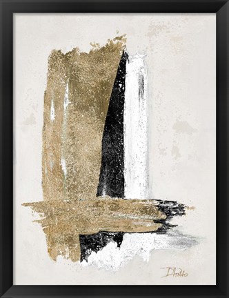 Framed Gold and Black on Beige Print