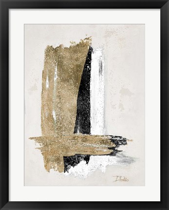 Framed Gold and Black on Beige Print