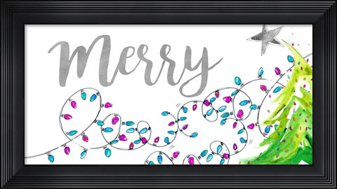 Framed Merry with Lights Print