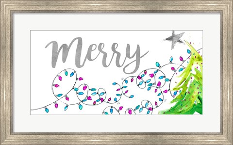 Framed Merry with Lights Print