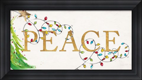 Framed Peace with Lights Print