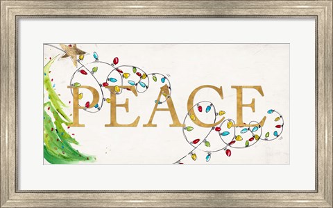 Framed Peace with Lights Print