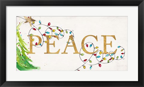 Framed Peace with Lights Print