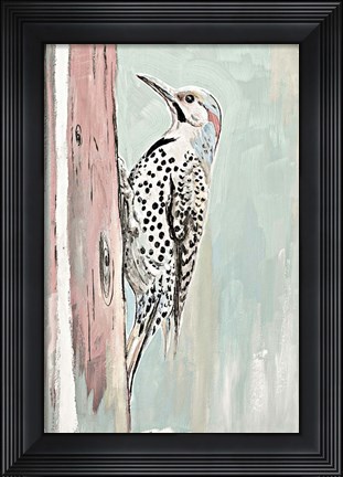 Framed Beige Woodpecker II Print