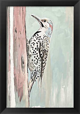 Framed Beige Woodpecker II Print